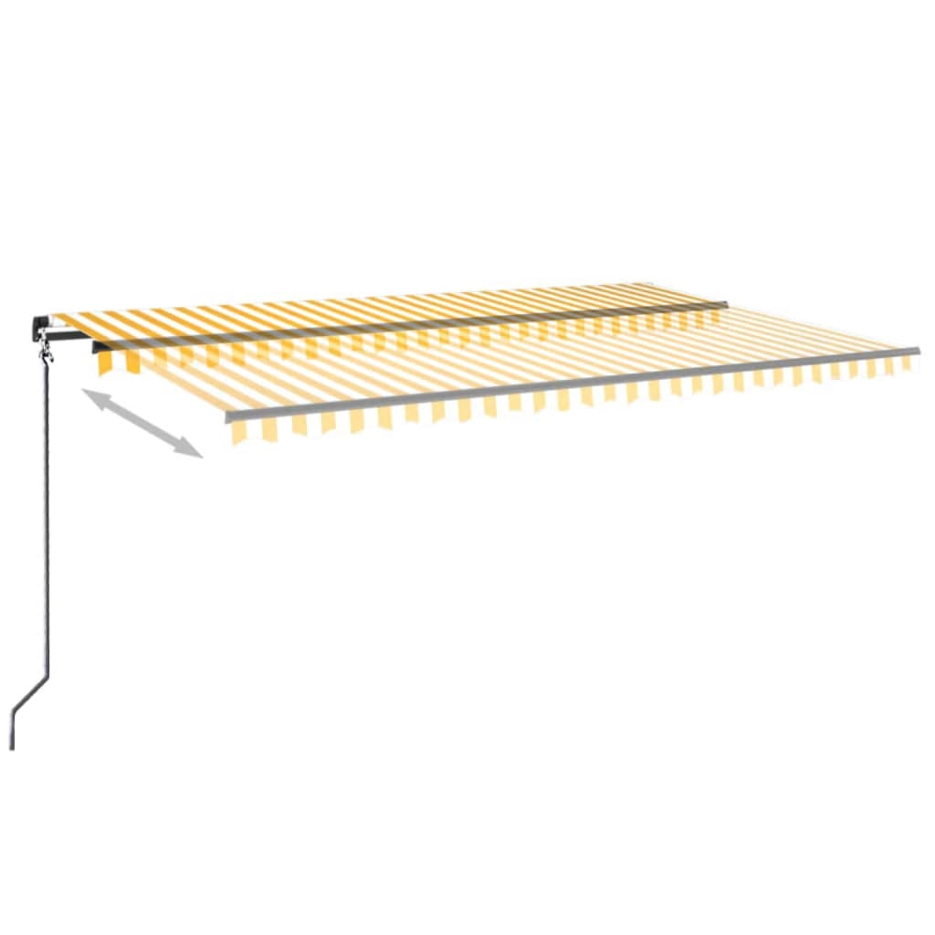 Manual Retractable Awning with LED 500x350 cm Yellow and White