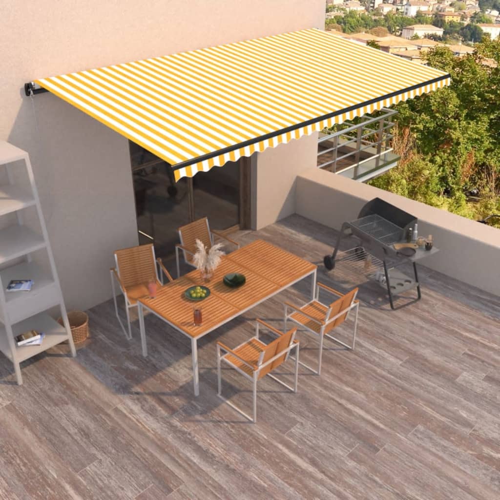 Manual Retractable Awning 600x350 cm Yellow and White