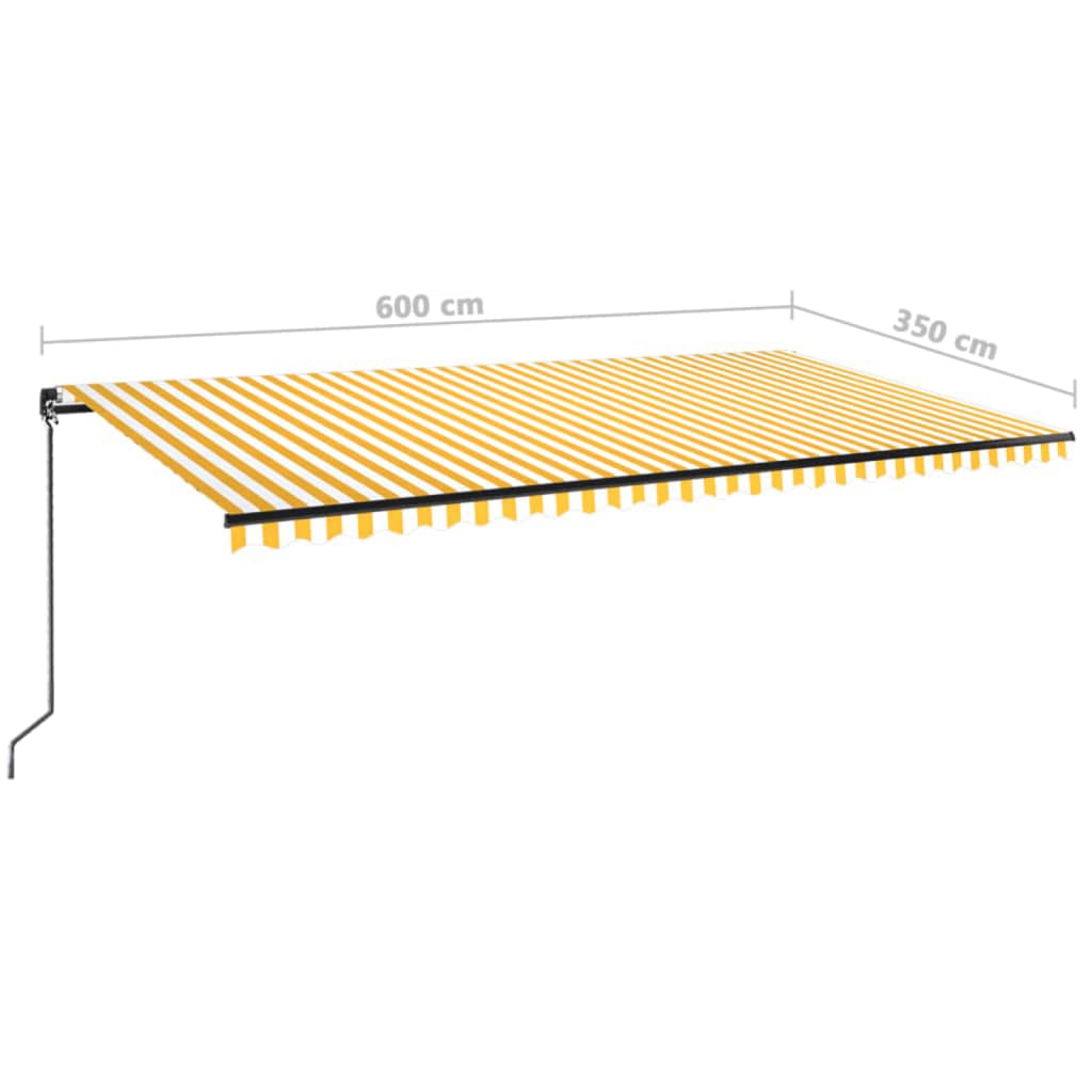 Manual Retractable Awning with LED 600x350 cm Yellow and White