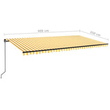 Manual Retractable Awning with LED 600x350 cm Yellow and White