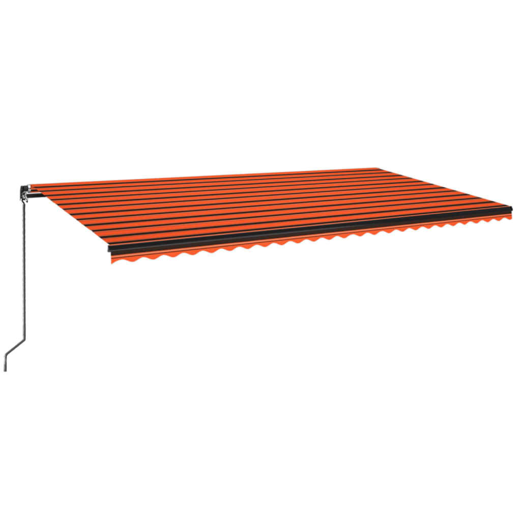 Manual Retractable Awning with LED 600x350 cm Orange and Brown