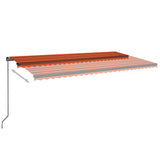 Manual Retractable Awning with LED 600x350 cm Orange and Brown