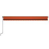 Manual Retractable Awning with LED 600x350 cm Orange and Brown