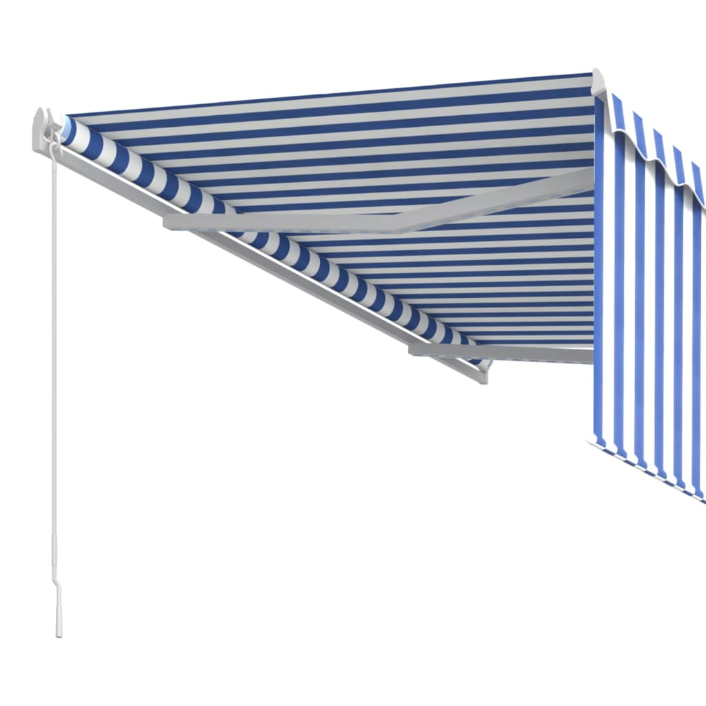 Manual Retractable Awning with Blind 3x2.5m Blue&White