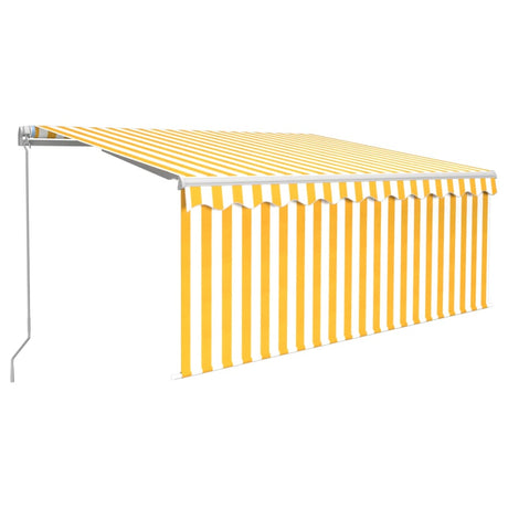 Manual Retractable Awning with Blind&LED 3x2.5m Yellow&White