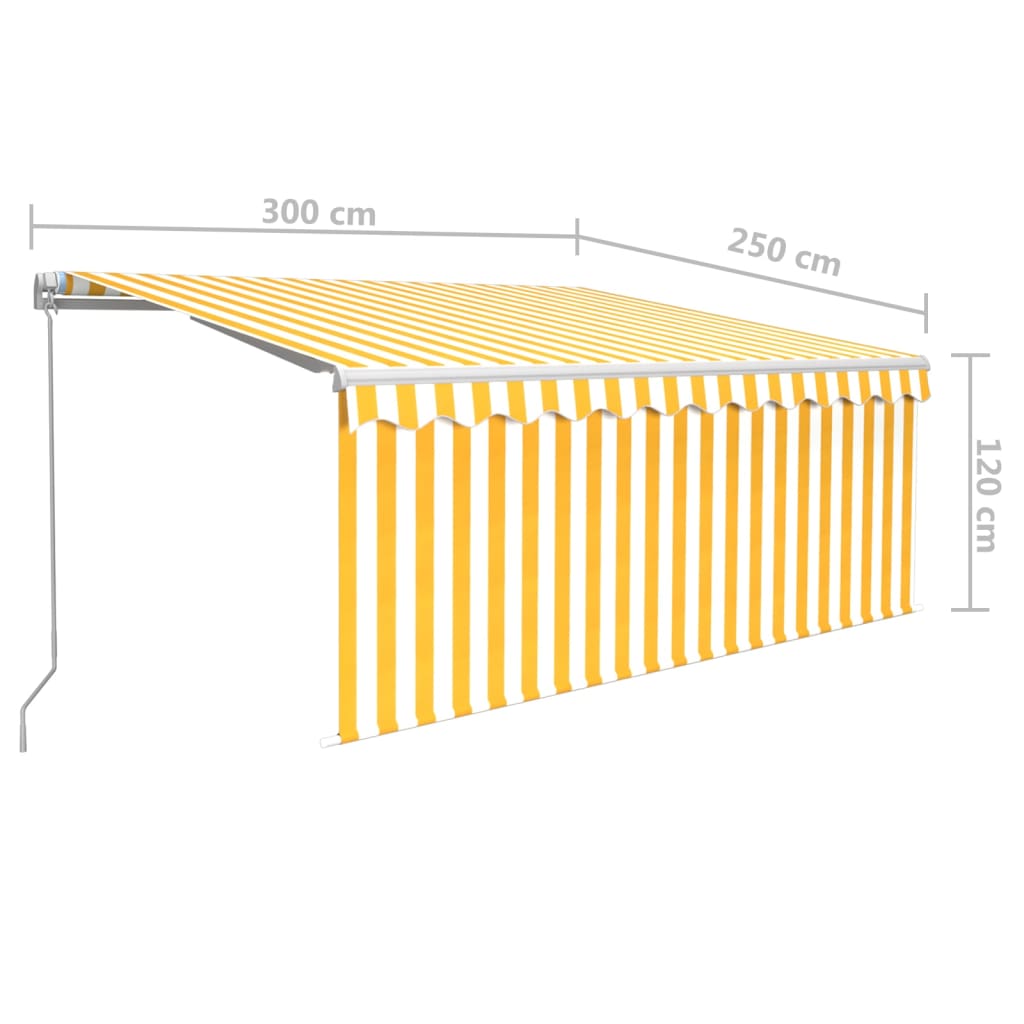 Manual Retractable Awning with Blind&LED 3x2.5m Yellow&White