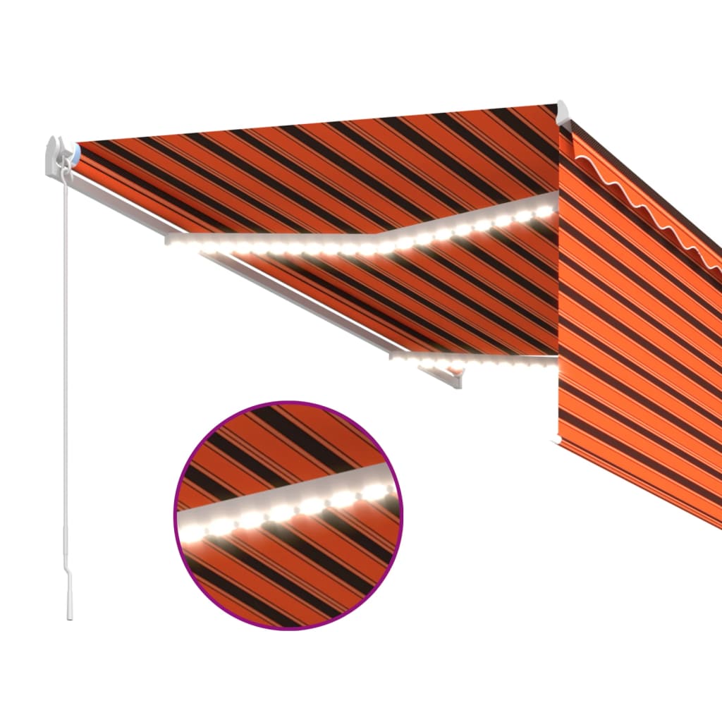 Manual Retractable Awning with Blind 3.5x2.5m Orange&Brown