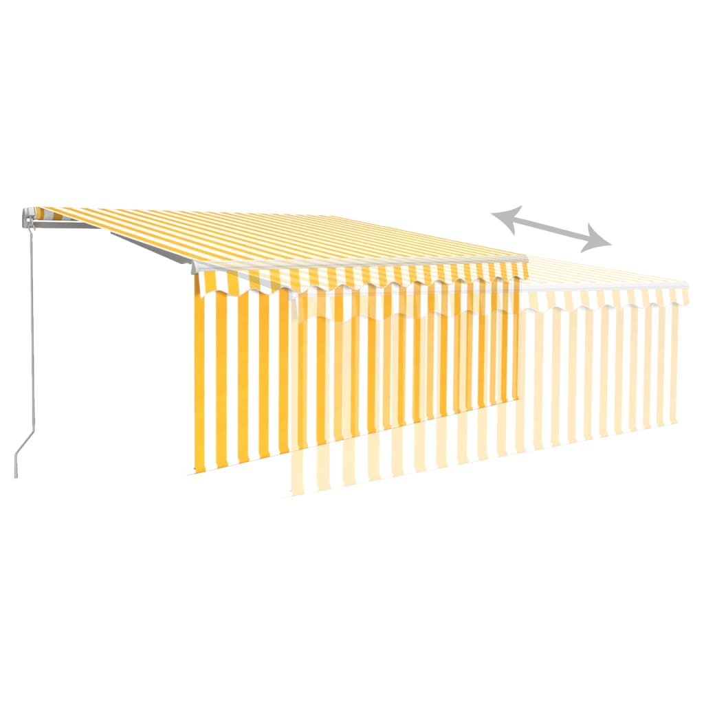 Manual Retractable Awning with Blind&LED 3.5x2.5m Yellow&White