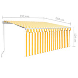 Manual Retractable Awning with Blind&LED 3.5x2.5m Yellow&White