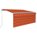 Manual Retractable Awning with Blind&LED 3.5x2.5m Orange&Brown