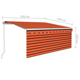 Manual Retractable Awning with Blind&LED 3.5x2.5m Orange&Brown