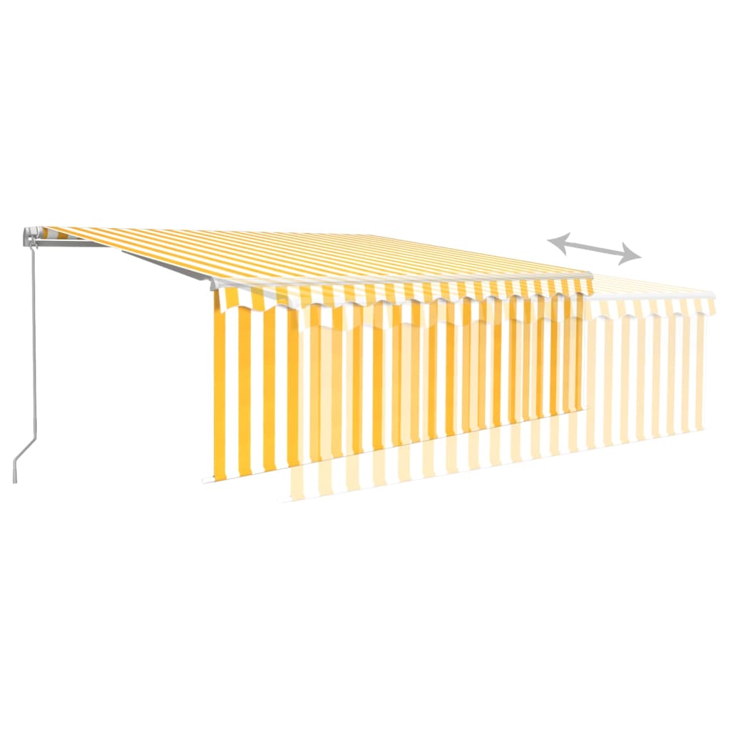Manual Retractable Awning with Blind 4x3m Yellow&White