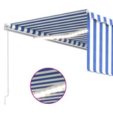 Manual Retractable Awning with Blind&LED 4x3m Blue&White