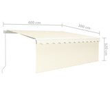 Manual Retractable Awning with Blind&LED 4x3m Cream