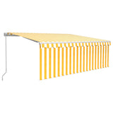 Manual Retractable Awning with Blind&LED 4x3m Yellow&White