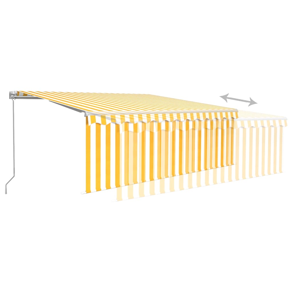 Manual Retractable Awning with Blind&LED 4x3m Yellow&White