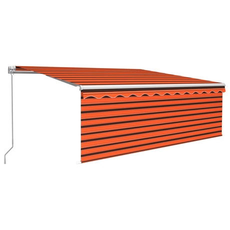 Manual Retractable Awning with Blind&LED 4x3m Orange&Brown