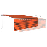 Manual Retractable Awning with Blind&LED 4x3m Orange&Brown