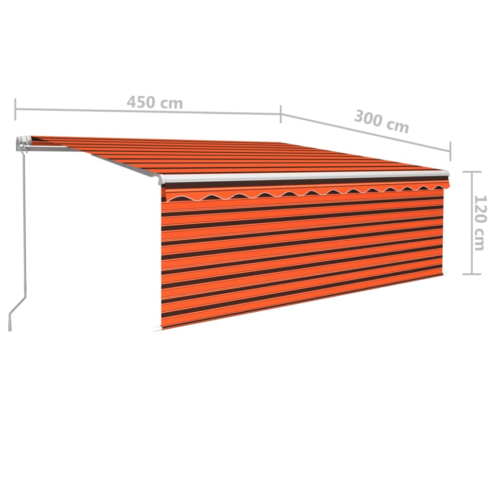 Manual Retractable Awning with Blind 4.5x3m Orange&Brown