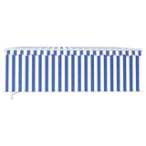 Manual Retractable Awning with Blind&LED 4.5x3m Blue&White