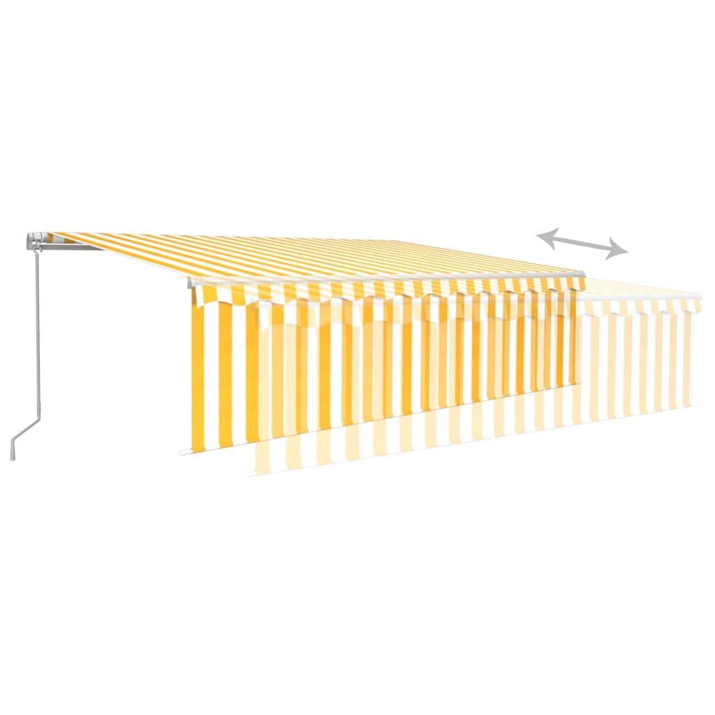 Manual Retractable Awning with Blind&LED 5x3m Yellow&White