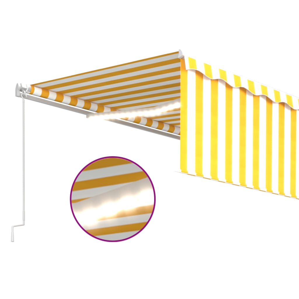 Manual Retractable Awning with Blind&LED 5x3m Yellow&White