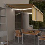 Manual Retractable Awning with Blind&LED 5x3m Yellow&White