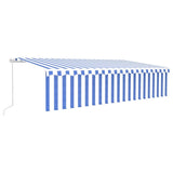 Manual Retractable Awning with Blind 6x3m Blue&White