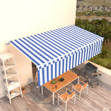 Manual Retractable Awning with Blind 6x3m Blue&White