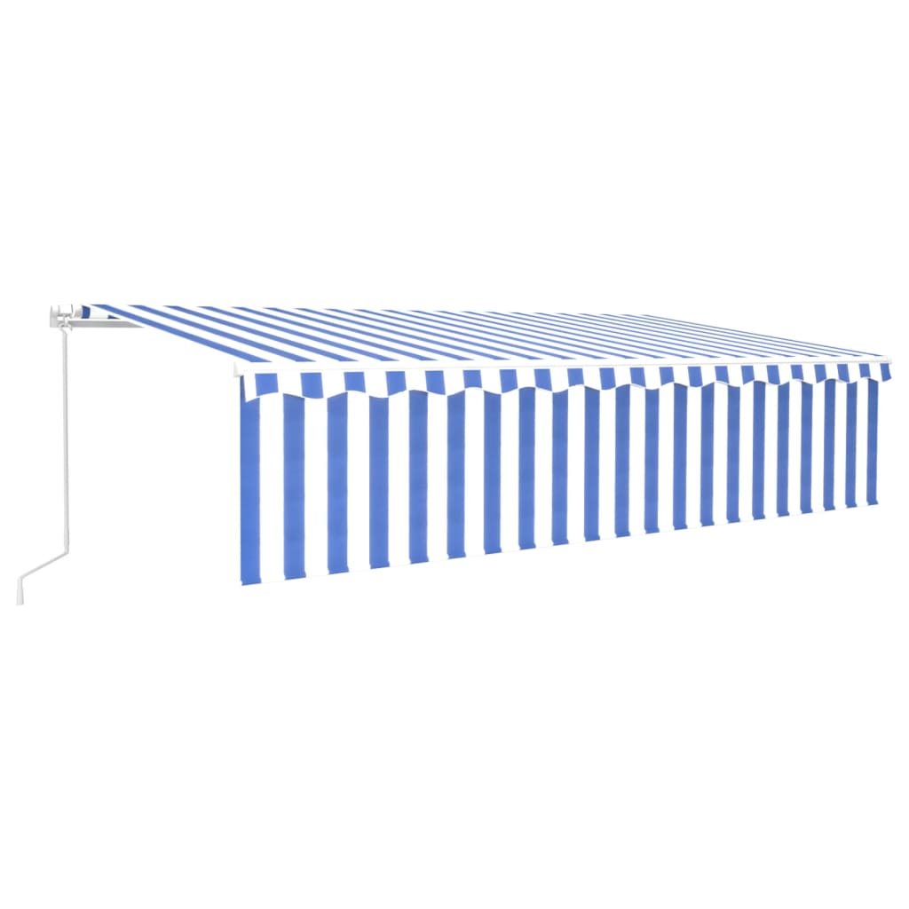 Manual Retractable Awning with Blind&LED 6x3m Blue&White