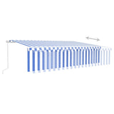 Manual Retractable Awning with Blind&LED 6x3m Blue&White