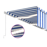 Manual Retractable Awning with Blind&LED 6x3m Blue&White