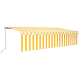 Manual Retractable Awning with Blind&LED 6x3m Yellow&White