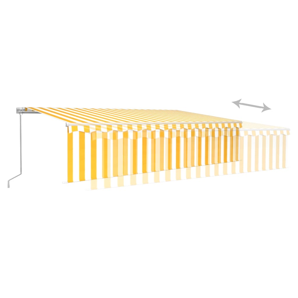 Manual Retractable Awning with Blind&LED 6x3m Yellow&White