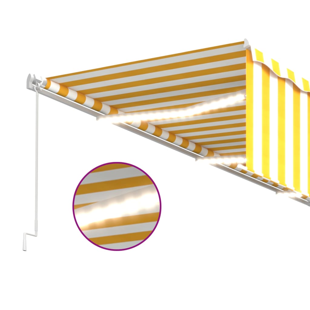 Manual Retractable Awning with Blind&LED 6x3m Yellow&White