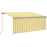 Manual Retractable Awning with Blind 3x2.5m Yellow&White
