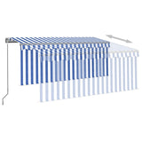 Manual Retractable Awning with Blind&LED 3x2.5m Blue&White