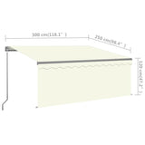 Manual Retractable Awning with Blind&LED 3x2.5m Cream