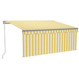 Manual Retractable Awning with Blind&LED 3x2.5m Yellow&White