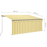 Manual Retractable Awning with Blind&LED 3x2.5m Yellow&White