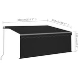 Manual Retractable Awning with Blind&LED 3x2.5m Anthracite