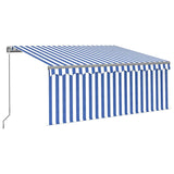 Manual Retractable Awning with Blind&LED 3.5x2.5m Blue&White