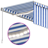 Manual Retractable Awning with Blind&LED 3.5x2.5m Blue&White