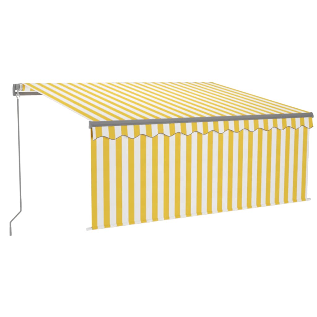 Manual Retractable Awning with Blind&LED 3.5x2.5m Yellow&White