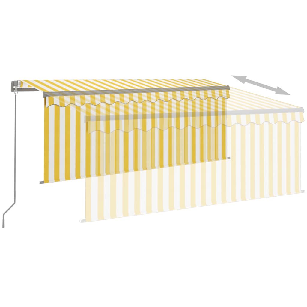 Manual Retractable Awning with Blind&LED 3.5x2.5m Yellow&White