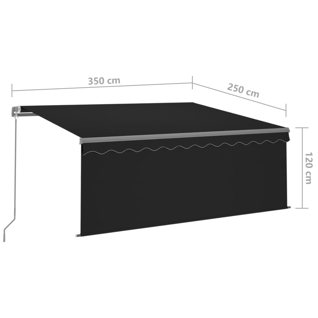 Manual Retractable Awning with Blind&LED 3.5x2.5m Anthracite