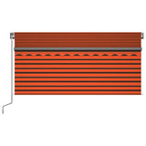 Manual Retractable Awning with Blind&LED 3.5x2.5m Orange&Brown