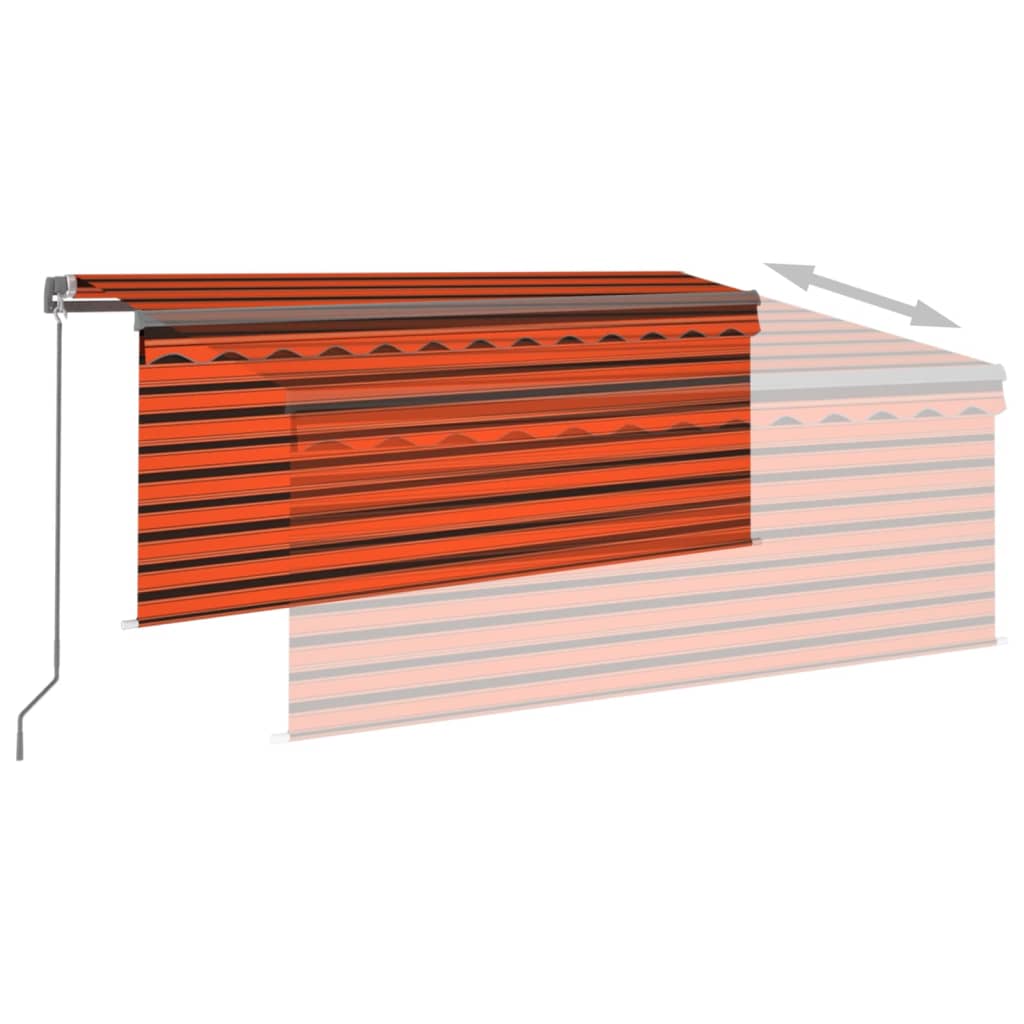 Manual Retractable Awning with Blind&LED 3.5x2.5m Orange&Brown