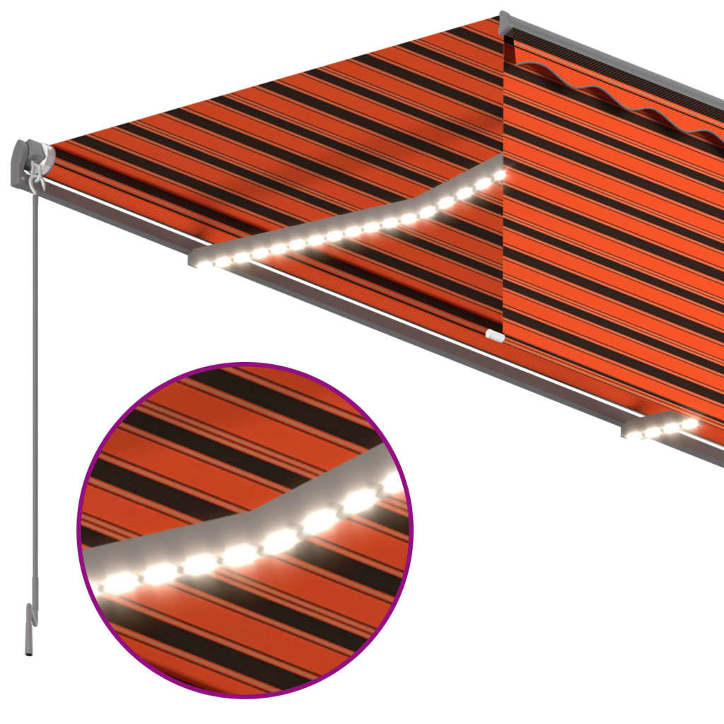 Manual Retractable Awning with Blind&LED 3.5x2.5m Orange&Brown