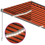 Manual Retractable Awning with Blind&LED 3.5x2.5m Orange&Brown